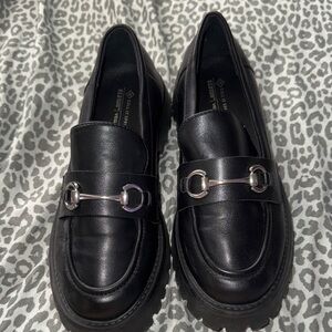 Call It Spring Black Loafers with Silver Detail
